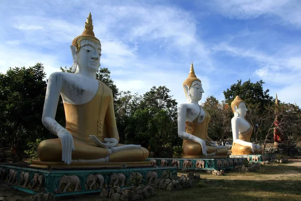 Drie Zittende Boeddha Thailand — Stockfoto