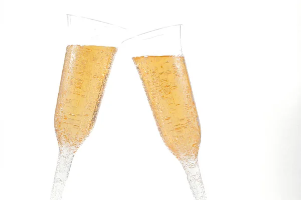 Bicchieri Champagne Isolati Bianco — Foto Stock