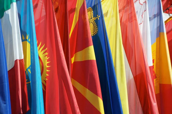 Muchas Banderas Nacionales Diferentes — Foto de Stock
