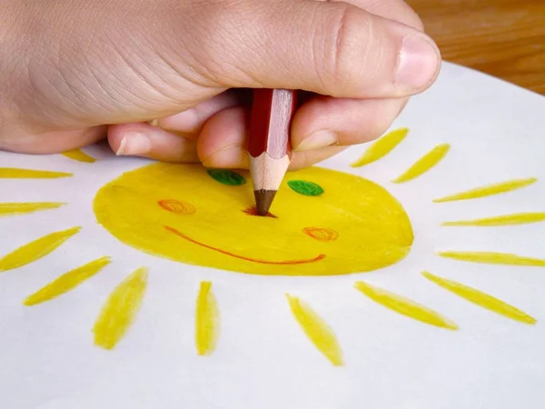 Mão Desenhando Sol — Fotografia de Stock