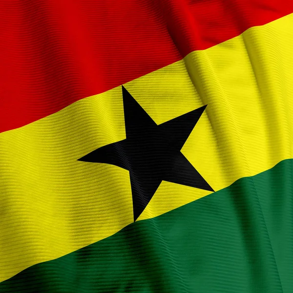 Großaufnahme Der Ghanaischen Flagge Patriotismus Und Fahnenschwenken — Stockfoto