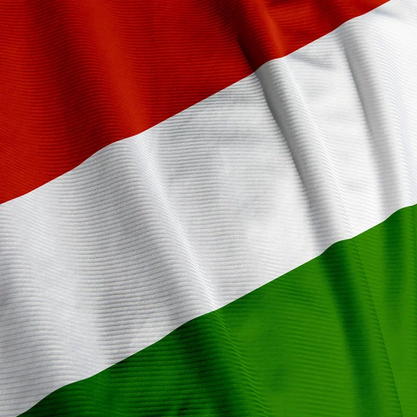 Hongaarse Vlag Close Patriottisme Zwaaiende Vlag — Stockfoto