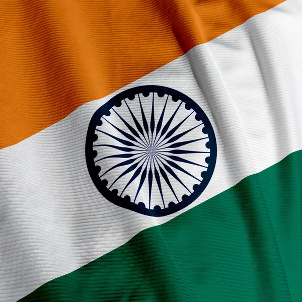 Indiase Vlag Closeup Patriottisme Zwaaiende Vlag — Stockfoto
