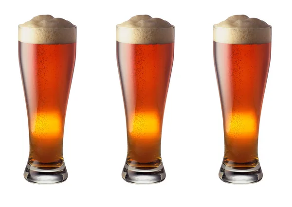 Collection Beer Glasses Isolated White Background — Stock Photo, Image