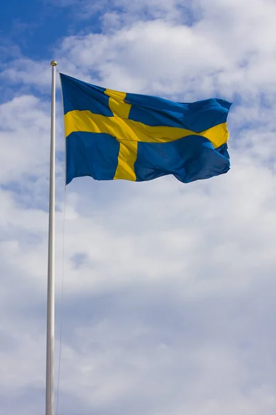 스웨덴 애국심 손흔들기 — 스톡 사진