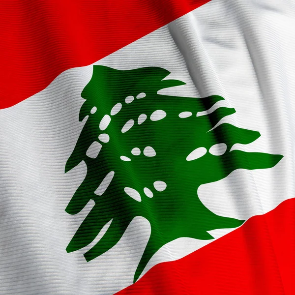 Bandeira Libanesa Encerramento Patriotismo Bandeira Acenando — Fotografia de Stock