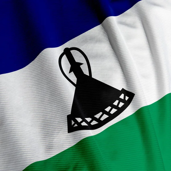 Bandiera Lesotho Closeup Patriottismo Bandiera Sventolante — Foto Stock