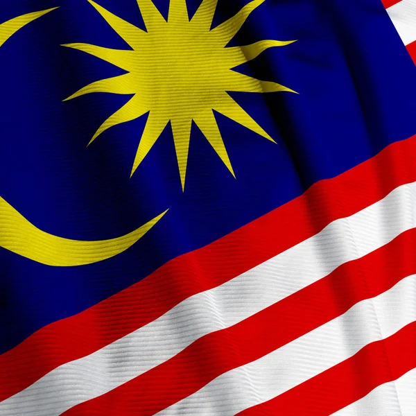 Malezya Bayrağı Kapatma Vatanseverlik Sallanan Bayrak — Stok fotoğraf