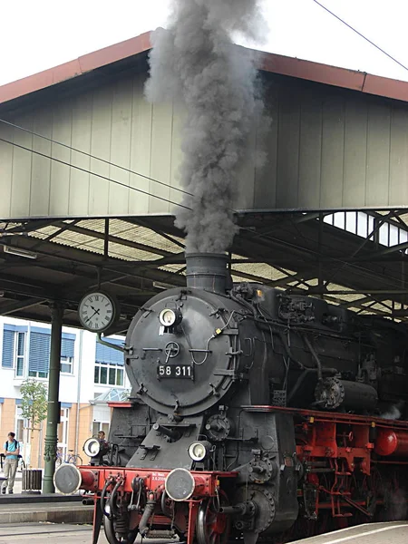 Locomotiva Vapor Livre Durante Dia — Fotografia de Stock