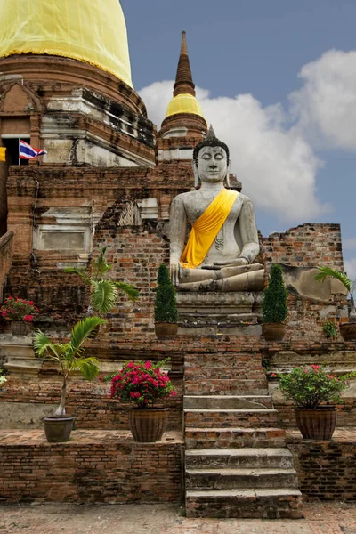 Buddhova Socha Ayutthaya Thajsko — Stock fotografie