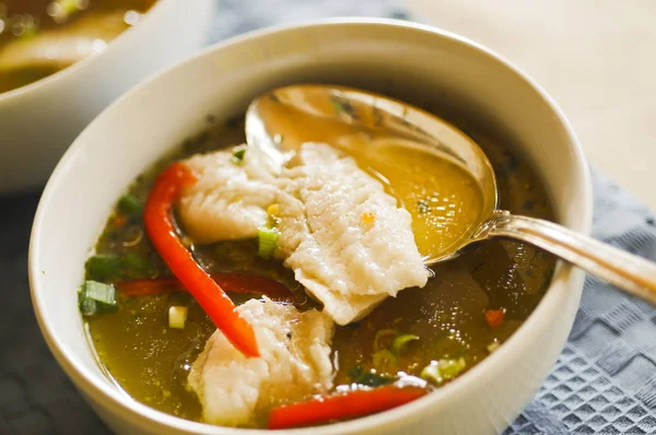 Рибний Суп Порцеляновому Посуді — стокове фото