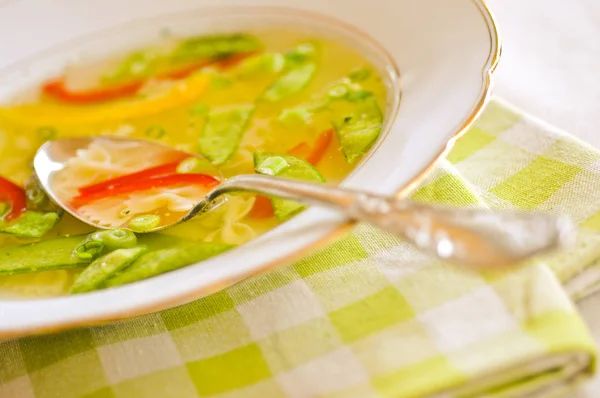 Sopa Verduras Con Fideos —  Fotos de Stock