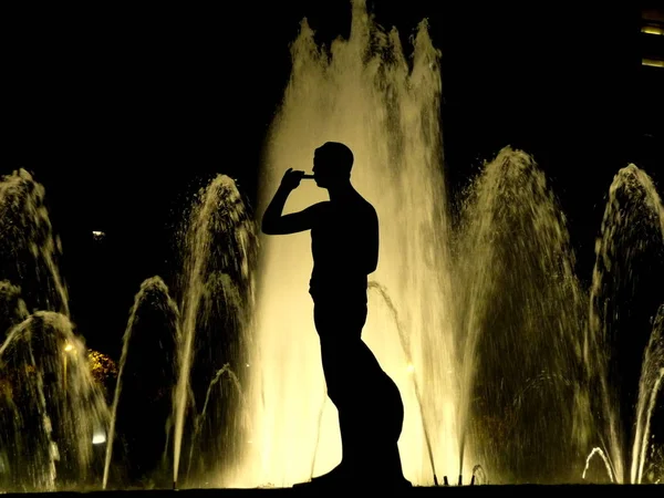 Silhouette Homme Dans Parc — Photo