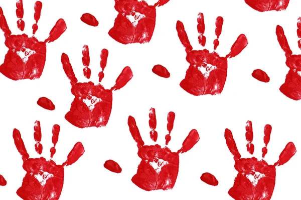 Cerrar Las Huellas Dactilares Los Niños Rojos Blanco — Foto de Stock