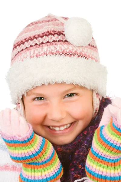 Πορτρέτο Ενός Χαριτωμένου Μικρού Κοριτσιού Χειμωνιάτικα Ρούχα — Φωτογραφία Αρχείου