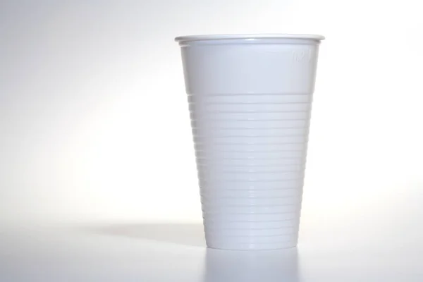 Verre Papier Blanc Sur Fond Tasse Plastique Bleu — Photo