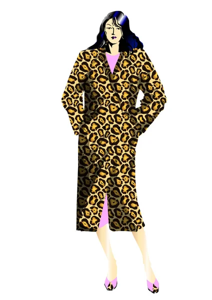 Cappotto Donna Modello Leopardo — Foto Stock