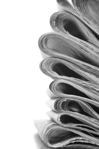 Stack Newspapers Isolated White — Stock Photo, Image