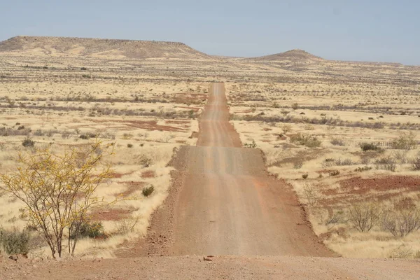 Strada Diritta Lunga Attraverso Deserto — Foto Stock