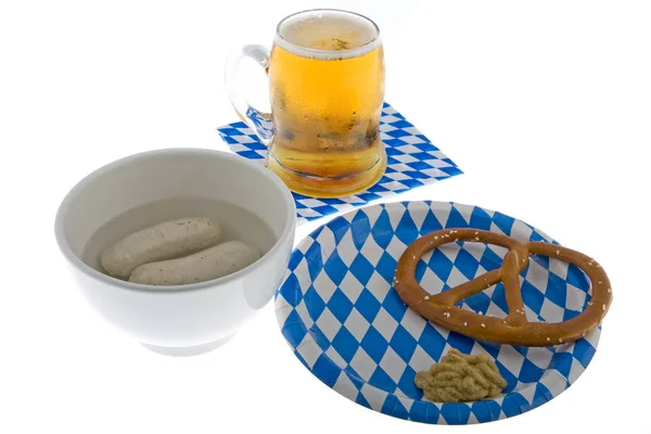 Oktoberfest Beer Pretzel Weisswurst — стоковое фото