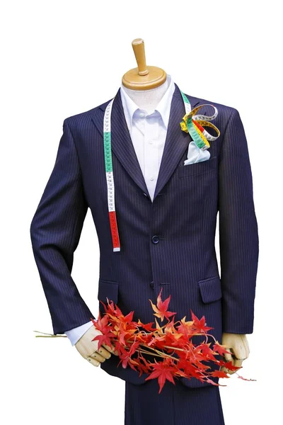Чоловік Сорочці Краватка Бантом Манекені Ізольовані Білому — стокове фото