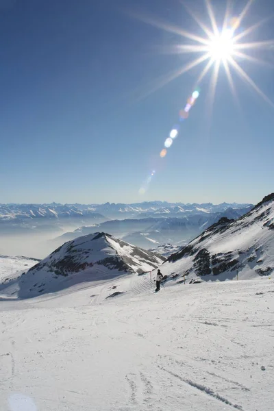 Skiddag Laax Switzerland — Stockfoto