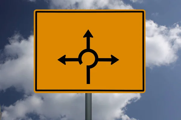 road sign with arrow and arrows on sky background