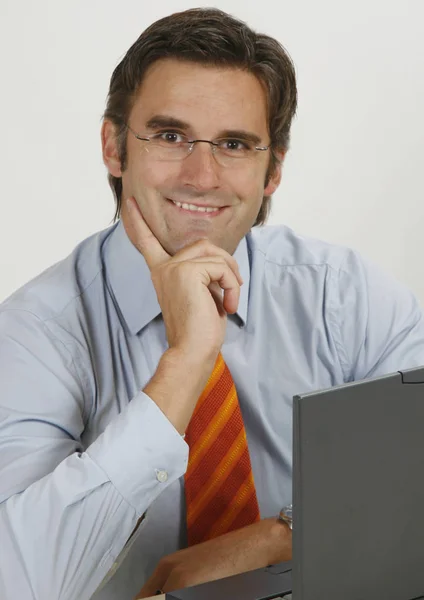 Retrato Belo Homem Negócios Escritório — Fotografia de Stock