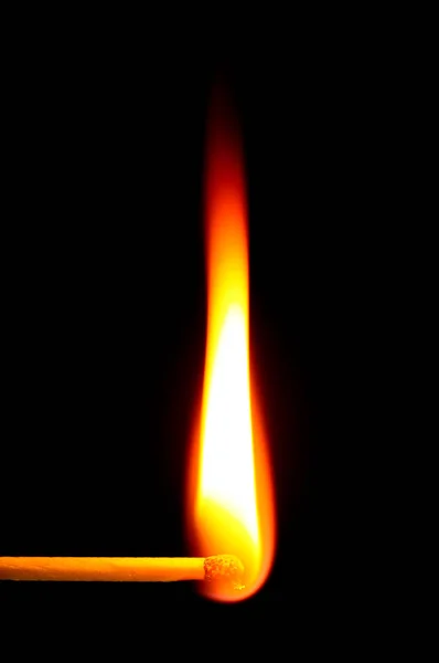 Burning Match Black Background — Stock Photo, Image