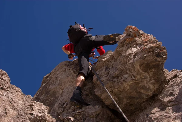 Climber Climbing Cliff — Stock Photo, Image
