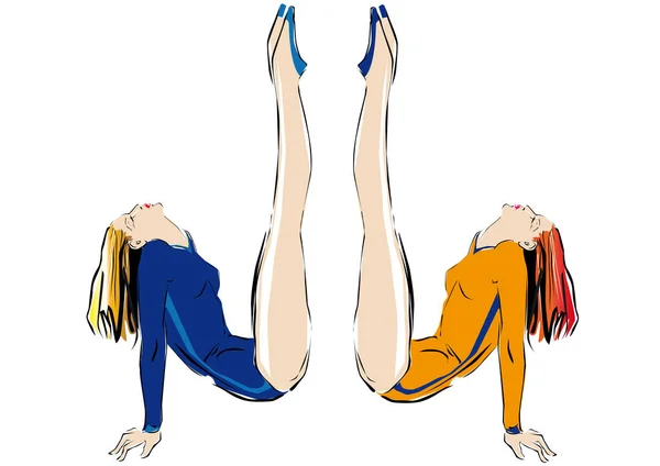 Векторная Иллюстрация Женщины Синем Платье — стоковое фото