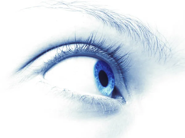 Olho Azul Com Olhos Uma Mulher — Fotografia de Stock