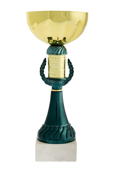 Copo Troféu Dourado Isolado Fundo Branco — Fotografia de Stock