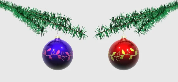 Christmas Tree Branches Balls — Stock Photo, Image