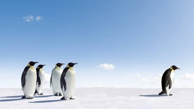 Cute Penguins At Wild Nature clipart