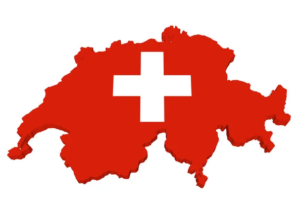 Switzerland Karta Flagga Isolerad Vit Bakgrund — Stockfoto