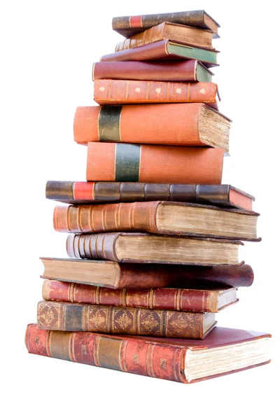 Stapel Alter Ledergebundener Bücher — Stockfoto
