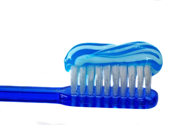 Escova Dentes Azul Com Gel Dental — Fotografia de Stock