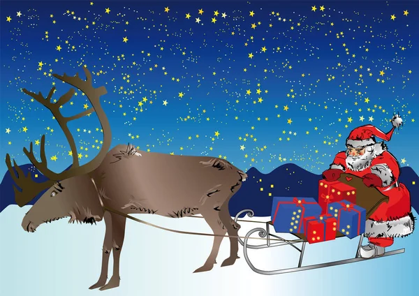 Santa Claus Reindeer Sleigh — Stock Photo, Image