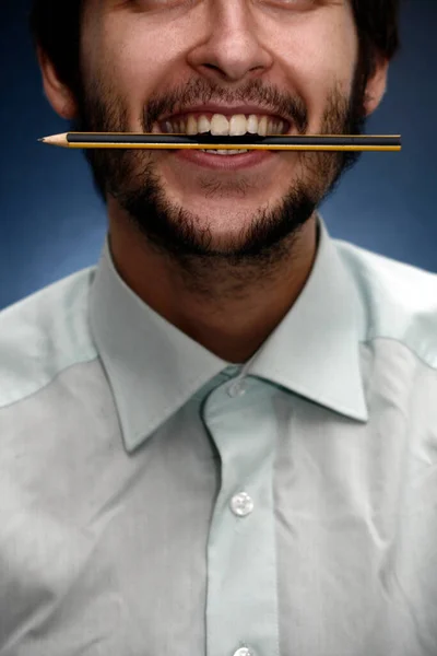 Retrato Hombre Guapo Con Barba Bigote — Foto de Stock