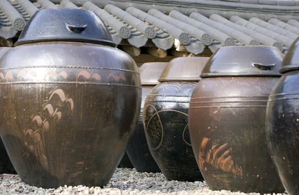 Vieux Pots Traditionnels Argile Vendre — Photo