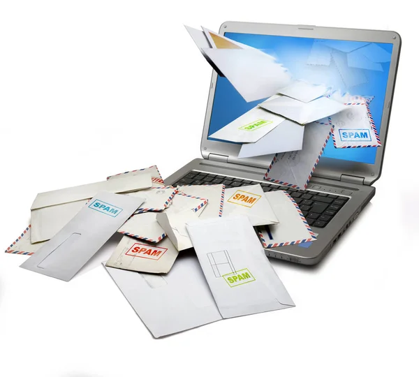 Laptop Tablet Envelope White Background — Stock Photo, Image