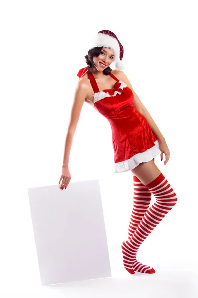 Laughing Christmas Woman Cardboard — Stock Photo, Image