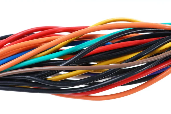 Cables Eléctricos Multicolores Aislados Sobre Fondo Blanco —  Fotos de Stock