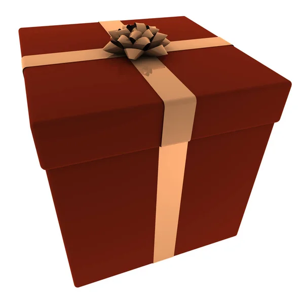 Rotes Geschenk Mit Lachsschleife — Stockfoto