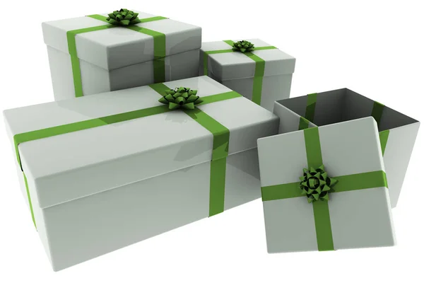 Срібні Подарунки Зеленими Луками — стокове фото