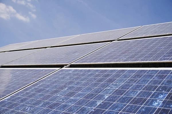 Solenergi Ekologiska Solceller Grön — Stockfoto