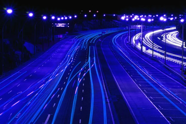 Автомагистраль Ночное Время Длительное Воздействие — стоковое фото