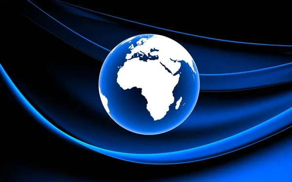 Globo Azul Com Mapa Mundo — Fotografia de Stock
