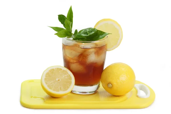 Glass Fresh Lemonade Lemon Mint — Stock Photo, Image